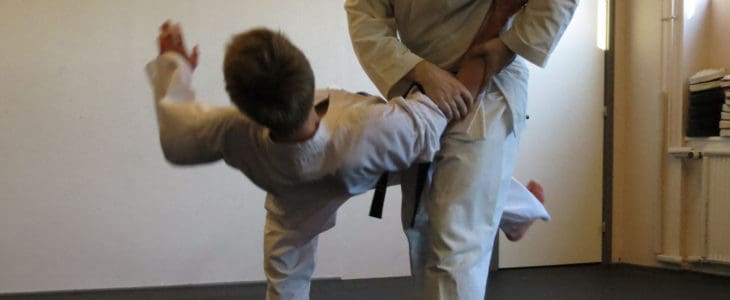 Jiu-jitsu nedtagning med en benfejning